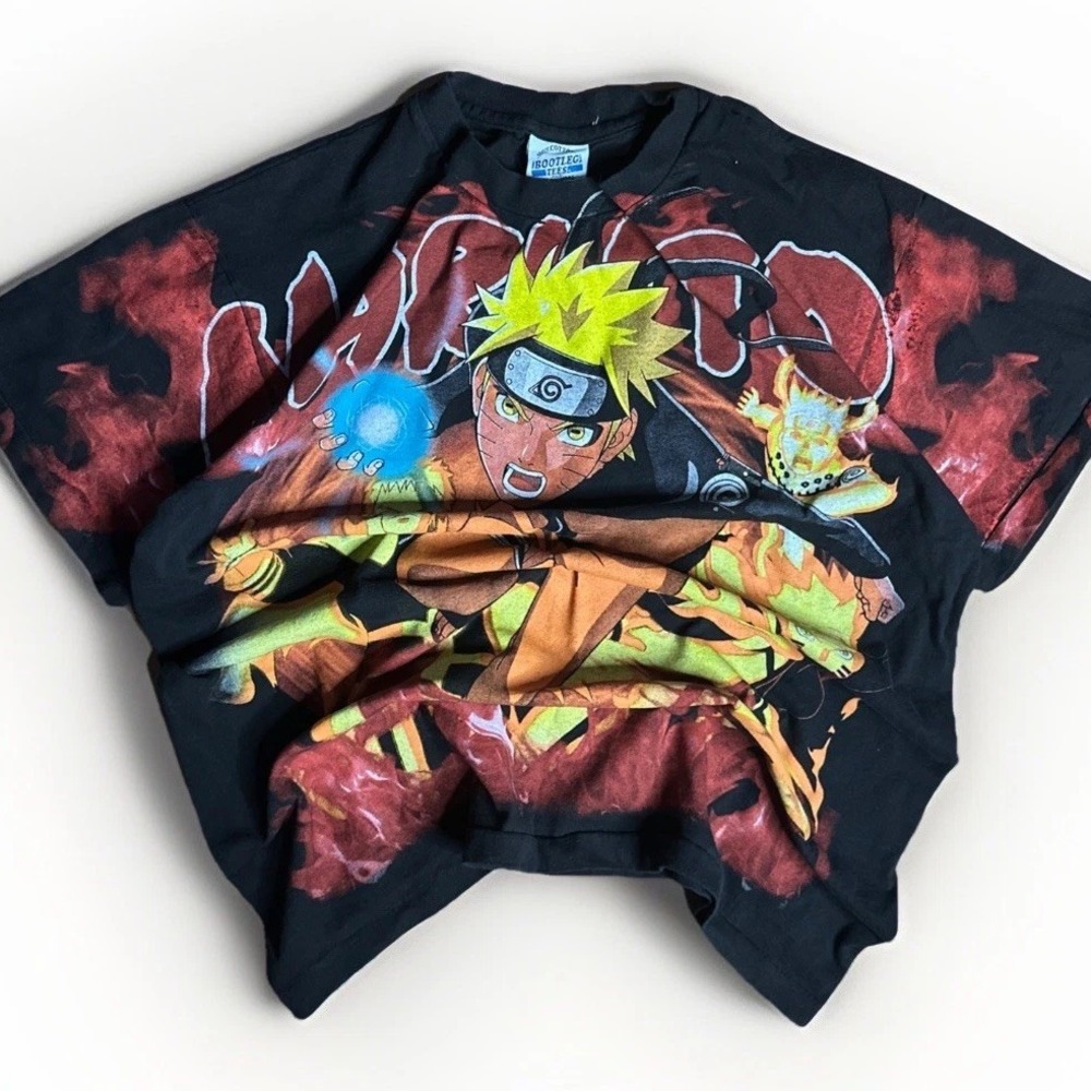 Naruto Graphic Tee - Black with Multicolor Anime Print